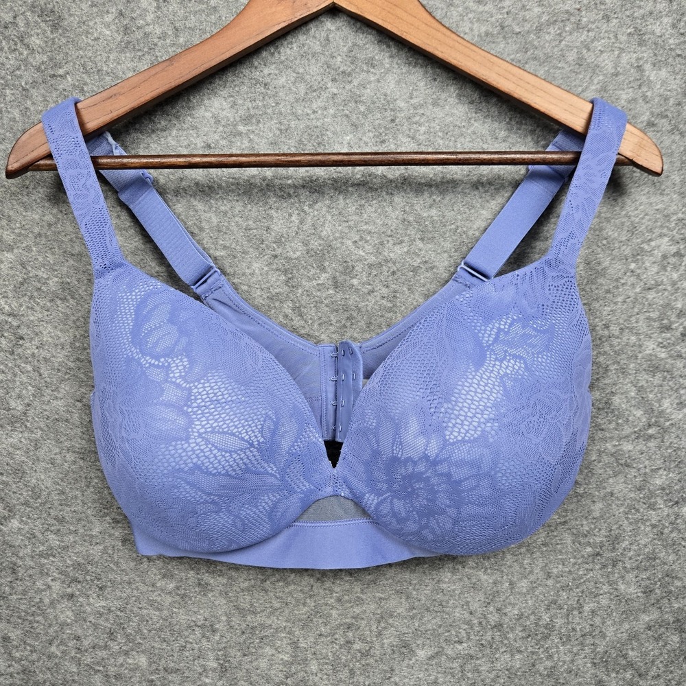 Cacique Bra 38DDD Plus Size Blue Floral Underwire Full Support Coverage Comfy